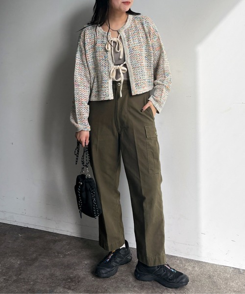 CPCM（シーピーシーエム）の「メランジリボンメッシュカーディガン（カーディガン/ボレロ・レディース・オレンジ/サックスブルー/ブルー/オフホワイト・FREE）」の13枚目の写真