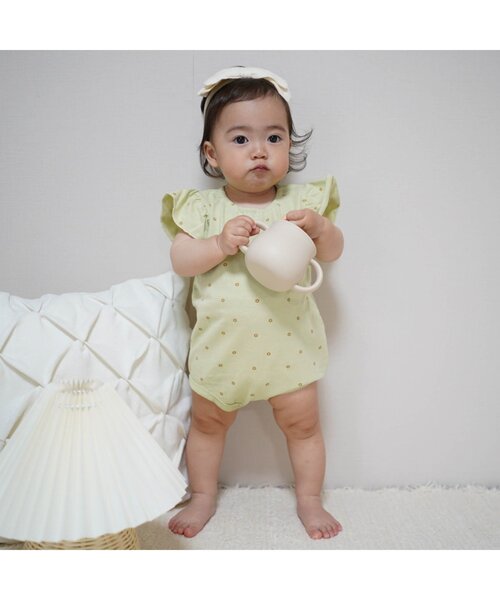 p.premier(ピードットプルミエ)の「【2Pセット】パフスリーブよく伸びるボディースーツ(パッケージ)(ロンパース・キッズ・クリーム/オフホワイト・60/70/80)」の6枚目の写真