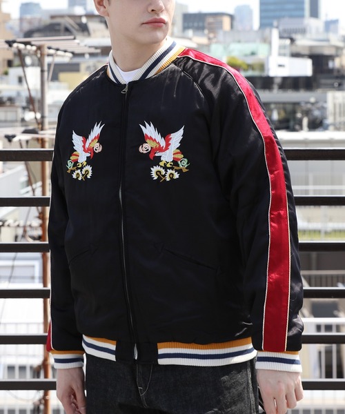 HOUSTON スカジャン 黒 MEDIUM セール】HOUSTON レーヨンスカジャン(VIETNAM②)（スカジャン