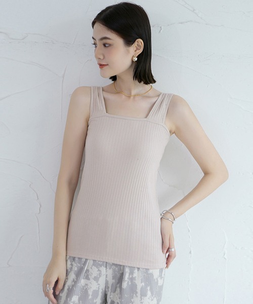 Miniministore（ミニミニストア）の「ブラ紐隠しインナー リブタンクトップ無地（タンクトップ・レディース・ピンクベージュ/ブラック/ホワイト/ダークグレー/ブルーグレー/サンドベージュ・FREE）」の11枚目の写真