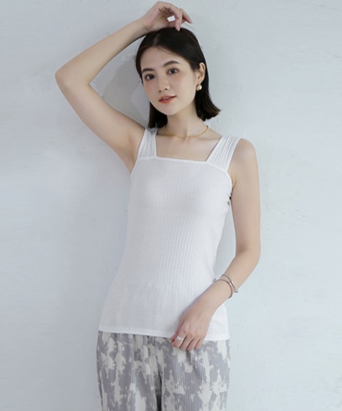 Miniministore（ミニミニストア）の「ブラ紐隠しインナー リブタンクトップ無地（タンクトップ・レディース・ピンクベージュ/ブラック/ホワイト/ダークグレー/ブルーグレー/サンドベージュ・FREE）」の15枚目の写真