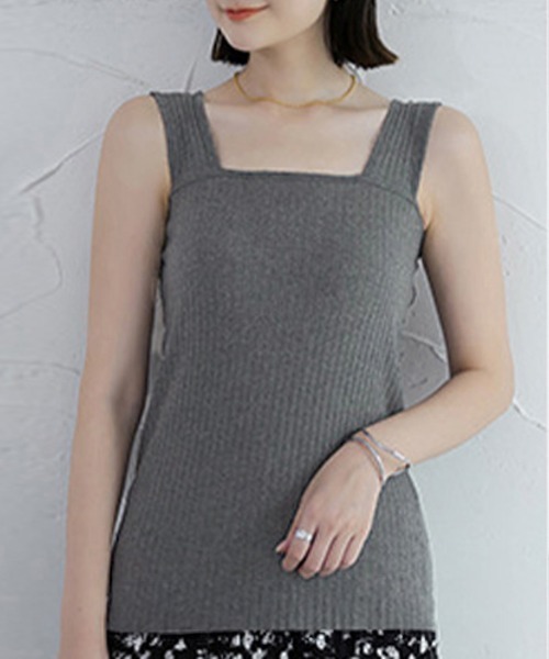 Miniministore（ミニミニストア）の「ブラ紐隠しインナー リブタンクトップ無地（タンクトップ・レディース・ピンクベージュ/ブラック/ホワイト/ダークグレー/ブルーグレー/サンドベージュ・FREE）」の20枚目の写真