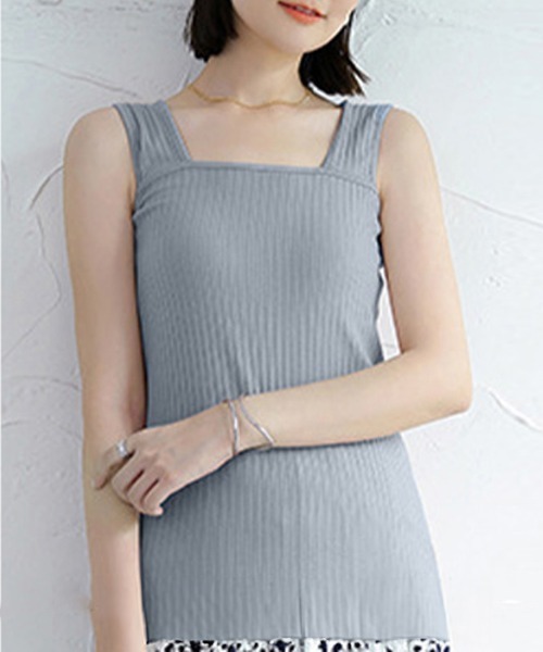 Miniministore（ミニミニストア）の「ブラ紐隠しインナー リブタンクトップ無地（タンクトップ・レディース・ピンクベージュ/ブラック/ホワイト/ダークグレー/ブルーグレー/サンドベージュ・FREE）」の22枚目の写真