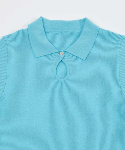 miette(ミエット)の「涙開きポロトップス(ポロシャツ・レディース・ライトブルー/ブラック/グリーン系その他・FREE)」の4枚目の写真