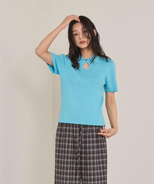 miette(ミエット)の「涙開きポロトップス(ポロシャツ・レディース・ライトブルー/ブラック/グリーン系その他・FREE)」の13枚目の写真