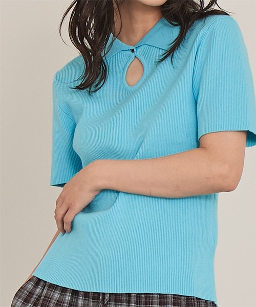 miette(ミエット)の「涙開きポロトップス(ポロシャツ・レディース・ライトブルー/ブラック/グリーン系その他・FREE)」の12枚目の写真