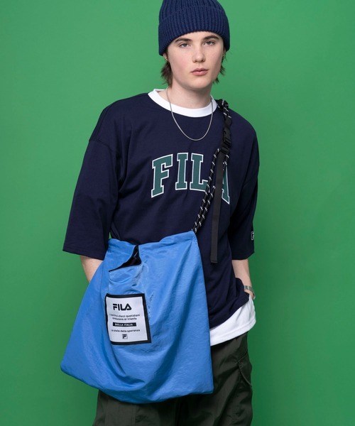 FILA（フィラ）の「FILA/フィラ ブランド ロゴ パラコード ハンドル ナイロン ショルダーバッグ ハンドバッグ トートバッグ（トートバッグ・レディース・ブルー/ブラック/オレンジ/イエロー/グレイッシュベージュ/ブルーグリーン・FREE）」の9枚目の写真