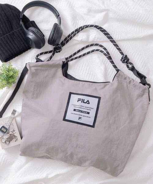 FILA（フィラ）の「FILA/フィラ ブランド ロゴ パラコード ハンドル ナイロン ショルダーバッグ ハンドバッグ トートバッグ（トートバッグ・レディース・ブルー/ブラック/オレンジ/イエロー/グレイッシュベージュ/ブルーグリーン・FREE）」の22枚目の写真