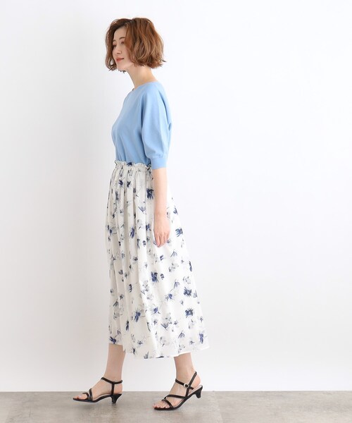 grove(グローブ)の「◆ドルマン5分袖ドッキングワンピース(ワンピース・レディース・ブラック系/ネイビー系1/ホワイト系3/ブルー系6・02/03/01/04/05)」の6枚目の写真