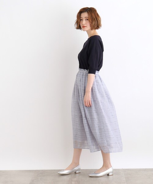 grove(グローブ)の「◆ドルマン5分袖ドッキングワンピース(ワンピース・レディース・ブラック系/ネイビー系1/ホワイト系3/ブルー系6・02/03/01/04/05)」の14枚目の写真