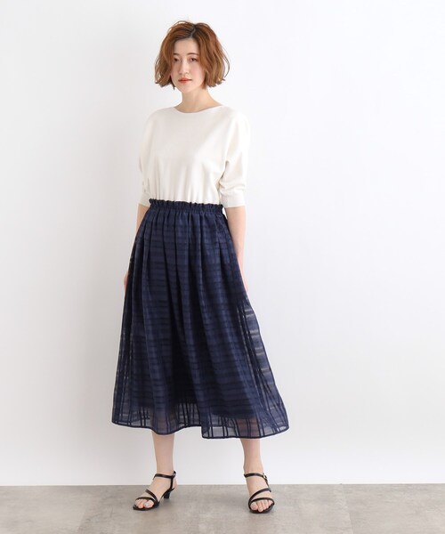 grove(グローブ)の「◆ドルマン5分袖ドッキングワンピース(ワンピース・レディース・ブラック系/ネイビー系1/ホワイト系3/ブルー系6・02/03/01/04/05)」の18枚目の写真
