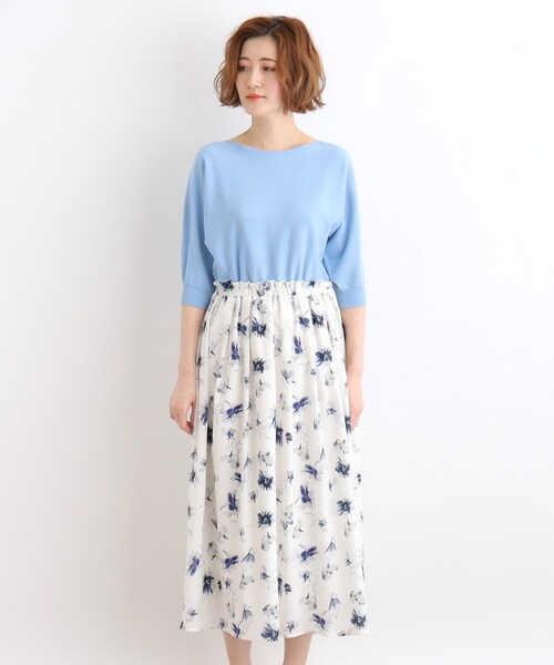 grove(グローブ)の「◆ドルマン5分袖ドッキングワンピース(ワンピース・レディース・ブラック系/ネイビー系1/ホワイト系3/ブルー系6・02/03/01/04/05)」の21枚目の写真