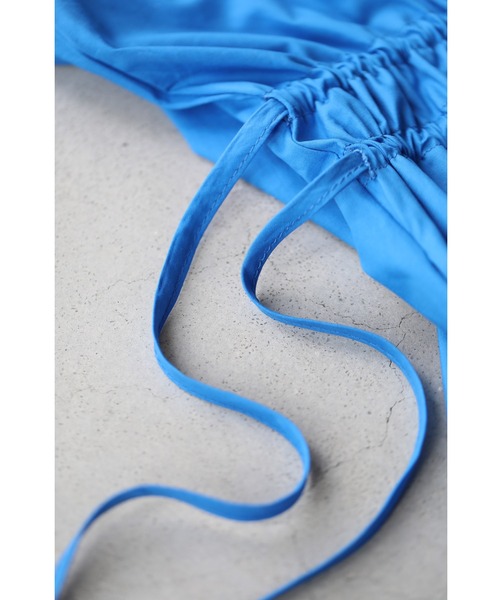 アシンメトリーギャザーのブルーロングワンピース（ワンピース）｜CAWAII（カワイイ）