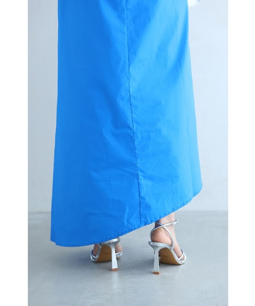 アシンメトリーギャザーのブルーロングワンピース（ワンピース）｜CAWAII（カワイイ）
