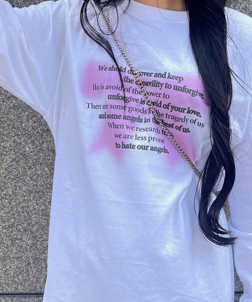 fiere(フィエール)の「リボンレタリングロンT(Tシャツ/カットソー・レディース・ホワイト・M/L)」の3枚目の写真