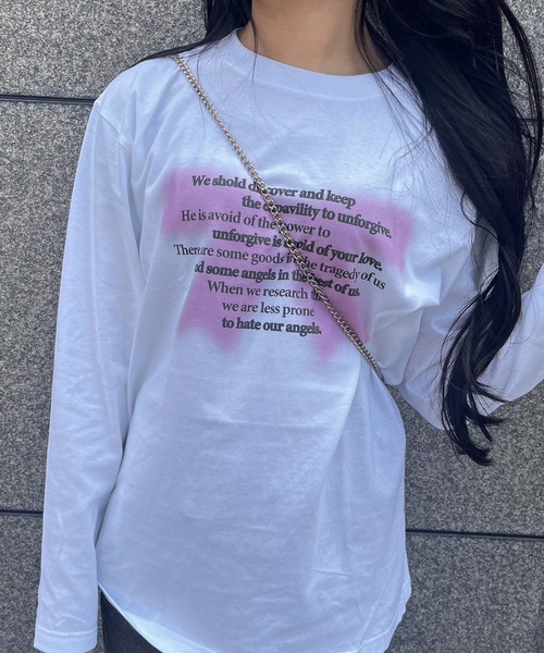 fiere(フィエール)の「リボンレタリングロンT(Tシャツ/カットソー・レディース・ホワイト・M/L)」の6枚目の写真
