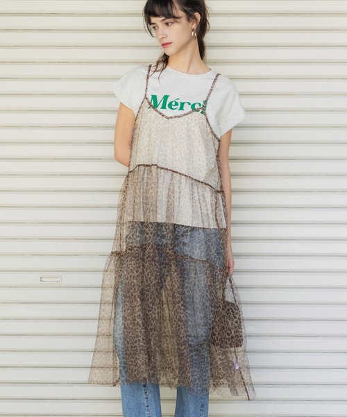 coca(coca)(コカ)の「チュールティアードキャミチュニック(チュニック・レディース・レオパード/ブラック・ONE SIZE)」の1枚目の写真