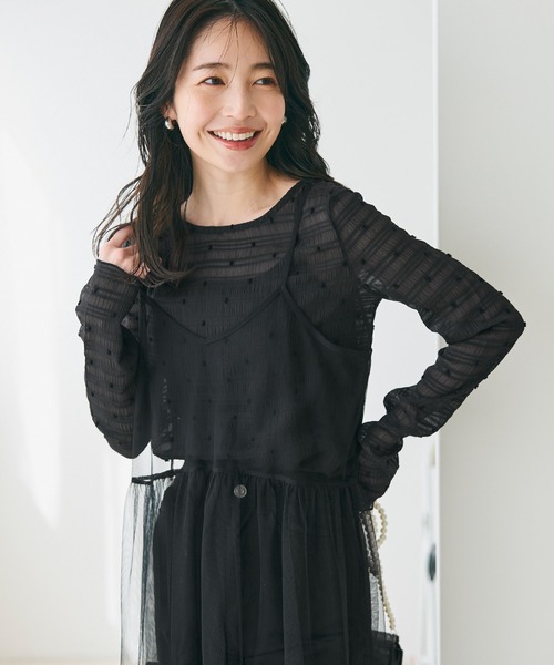 coca(coca)(コカ)の「チュールティアードキャミチュニック(チュニック・レディース・レオパード/ブラック・ONE SIZE)」の4枚目の写真