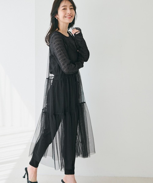 coca(coca)(コカ)の「チュールティアードキャミチュニック(チュニック・レディース・レオパード/ブラック・ONE SIZE)」の5枚目の写真