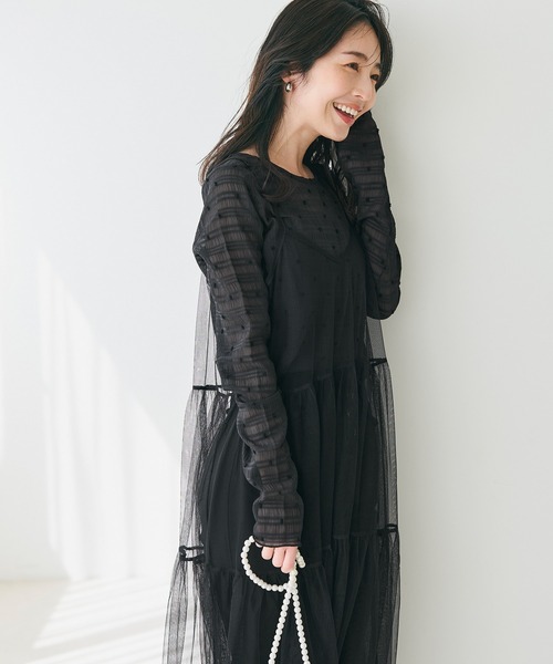 coca(coca)(コカ)の「チュールティアードキャミチュニック(チュニック・レディース・レオパード/ブラック・ONE SIZE)」の6枚目の写真