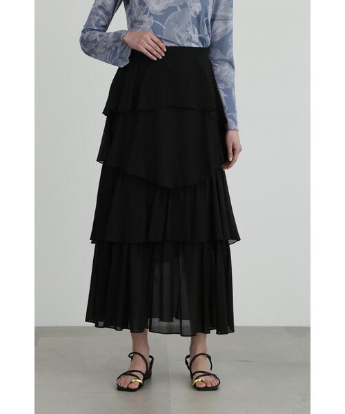 JILL STUART(ジルスチュアート)の「◆コットンシフォンランダムティアードスカート(スカート・レディース・ホワイト/ブラック・2/4)」の4枚目の写真