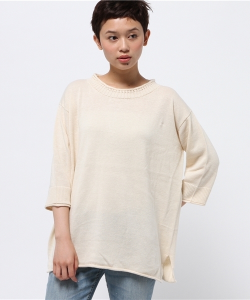 Kastane（カスタネ）の「衿ロールロングニット（ニット/セーター・レディース・チャコールグレー/アイボリー/グリーン/レッド・FREE）」の12枚目の写真