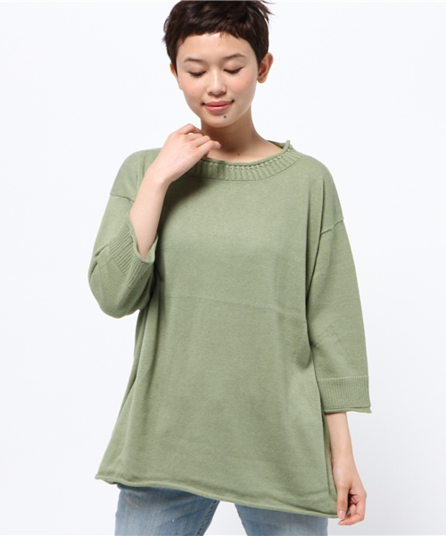 Kastane（カスタネ）の「衿ロールロングニット（ニット/セーター・レディース・チャコールグレー/アイボリー/グリーン/レッド・FREE）」の14枚目の写真