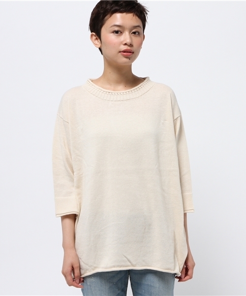 Kastane（カスタネ）の「衿ロールロングニット（ニット/セーター・レディース・チャコールグレー/アイボリー/グリーン/レッド・FREE）」の6枚目の写真