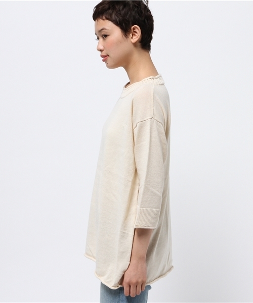 Kastane（カスタネ）の「衿ロールロングニット（ニット/セーター・レディース・チャコールグレー/アイボリー/グリーン/レッド・FREE）」の7枚目の写真