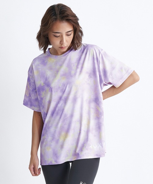 ROXY（ロキシー）の「RIDE ON TIE DYE/ロキシー水陸両用速乾UVカット冷感Tシャツ（Tシャツ/カットソー・レディース・パープル/ミント/レッド・SMALL/LARGE/MEDIUM）」の3枚目の写真