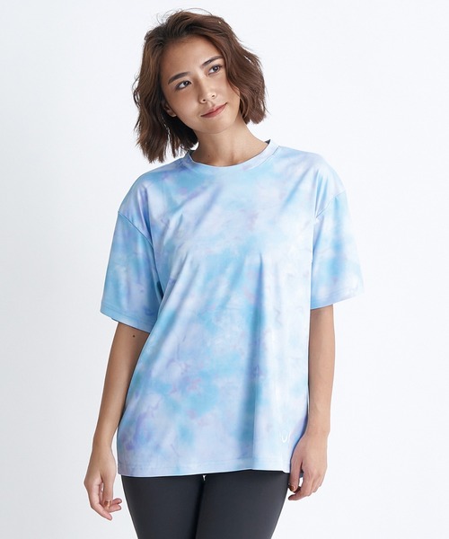 ROXY（ロキシー）の「RIDE ON TIE DYE/ロキシー水陸両用速乾UVカット冷感Tシャツ（Tシャツ/カットソー・レディース・パープル/ミント/レッド・SMALL/LARGE/MEDIUM）」の2枚目の写真