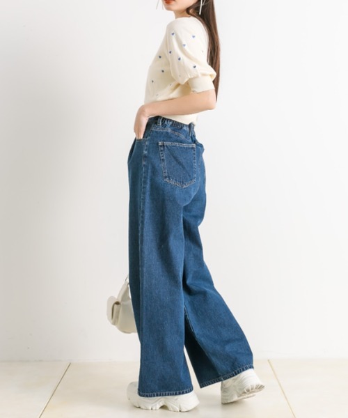 OLIVE des OLIVE（オリーブデオリーブ）の「ハート刺繍半袖ニット　1041050260（ニット/セーター・レディース・オフホワイト/グレー/ブラック・FREE）」の9枚目の写真