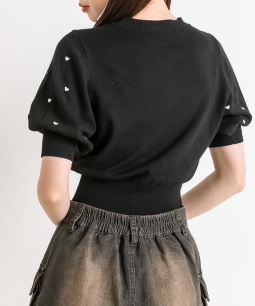 OLIVE des OLIVE（オリーブデオリーブ）の「ハート刺繍半袖ニット　1041050260（ニット/セーター・レディース・オフホワイト/グレー/ブラック・FREE）」の19枚目の写真