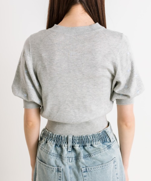OLIVE des OLIVE（オリーブデオリーブ）の「ハート刺繍半袖ニット　1041050260（ニット/セーター・レディース・オフホワイト/グレー/ブラック・FREE）」の15枚目の写真