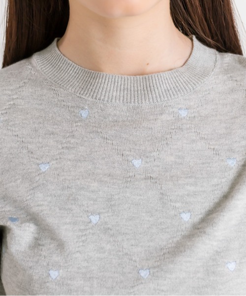 OLIVE des OLIVE（オリーブデオリーブ）の「ハート刺繍半袖ニット　1041050260（ニット/セーター・レディース・オフホワイト/グレー/ブラック・FREE）」の13枚目の写真