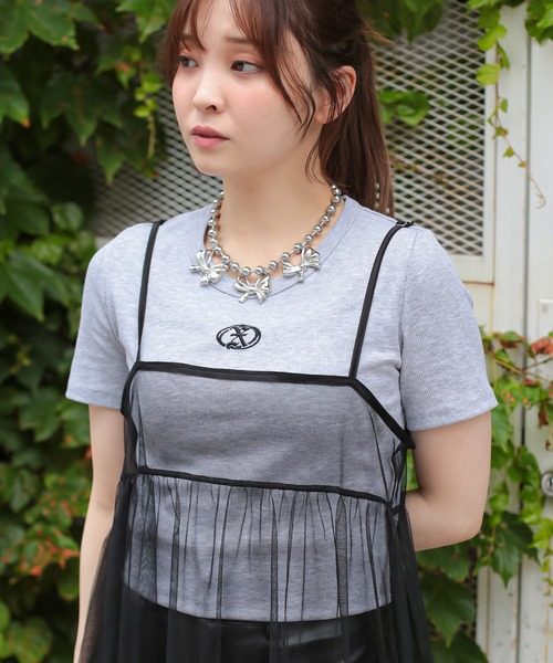 SPINNS（スピンズ）の「5色展開 ワンポイント刺繍 半袖ショートカットソー（Tシャツ/カットソー・レディース・ネイビー/ピンク/ホワイト/杢グレー/ブラック・ONESIZE）」の4枚目の写真