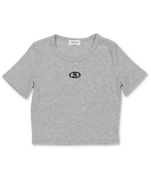 SPINNS（スピンズ）の「5色展開 ワンポイント刺繍 半袖ショートカットソー（Tシャツ/カットソー・レディース・ネイビー/ピンク/ホワイト/杢グレー/ブラック・ONESIZE）」の19枚目の写真