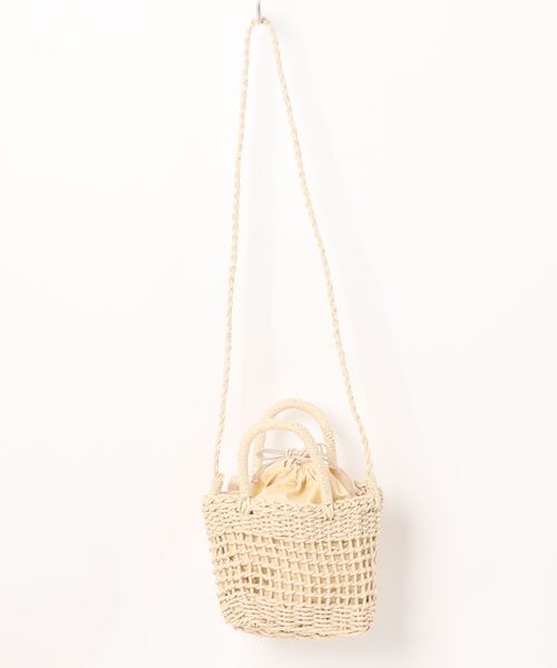 Mignonjour(ミニョンジュール)の「Mignonjour/かごショルダーバッグ M2325(ショルダーバッグ・レディース・ホワイト/ブラウン・FREE)」の3枚目の写真