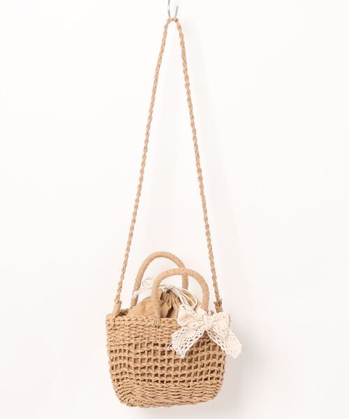 Mignonjour(ミニョンジュール)の「Mignonjour/かごショルダーバッグ M2325(ショルダーバッグ・レディース・ホワイト/ブラウン・FREE)」の8枚目の写真