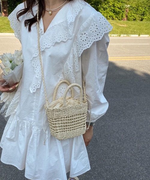 Mignonjour(ミニョンジュール)の「Mignonjour/かごショルダーバッグ M2325(ショルダーバッグ・レディース・ホワイト/ブラウン・FREE)」の10枚目の写真