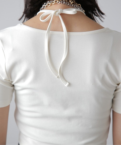 FREE'S MART（フリーズマート）の「◆ホルターネックドロストカットソー（Tシャツ/カットソー・レディース・ブルー/ブラック/ホワイト・FREE）」の7枚目の写真