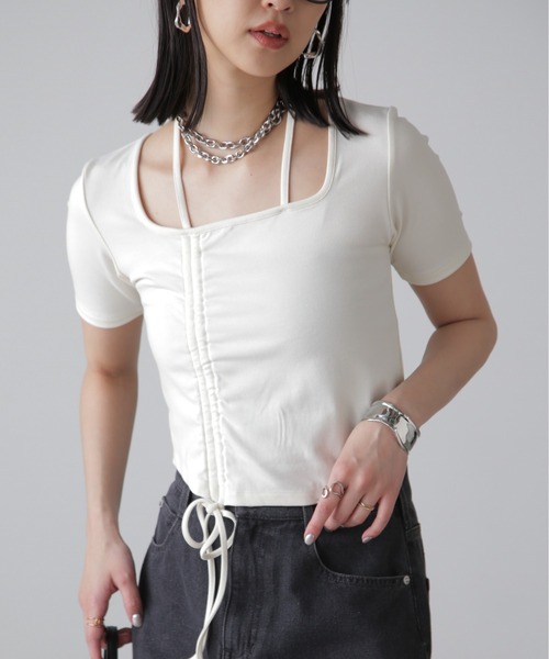 FREE'S MART（フリーズマート）の「◆ホルターネックドロストカットソー（Tシャツ/カットソー・レディース・ブルー/ブラック/ホワイト・FREE）」の8枚目の写真