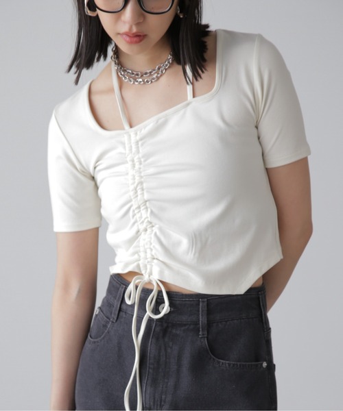 FREE'S MART（フリーズマート）の「◆ホルターネックドロストカットソー（Tシャツ/カットソー・レディース・ブルー/ブラック/ホワイト・FREE）」の9枚目の写真