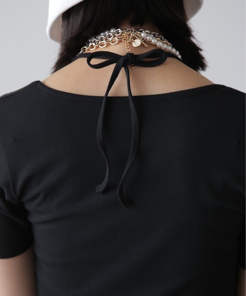 FREE'S MART（フリーズマート）の「◆ホルターネックドロストカットソー（Tシャツ/カットソー・レディース・ブルー/ブラック/ホワイト・FREE）」の12枚目の写真