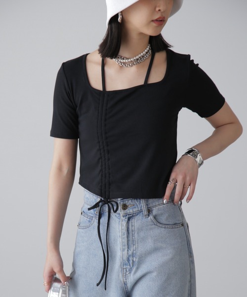 FREE'S MART（フリーズマート）の「◆ホルターネックドロストカットソー（Tシャツ/カットソー・レディース・ブルー/ブラック/ホワイト・FREE）」の13枚目の写真