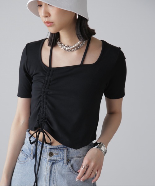 FREE'S MART（フリーズマート）の「◆ホルターネックドロストカットソー（Tシャツ/カットソー・レディース・ブルー/ブラック/ホワイト・FREE）」の16枚目の写真