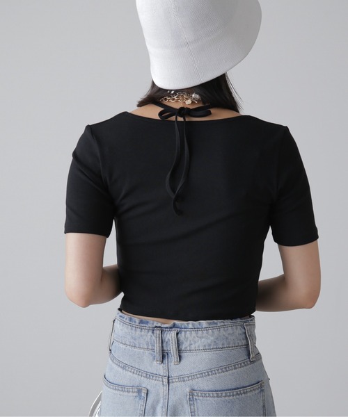 FREE'S MART（フリーズマート）の「◆ホルターネックドロストカットソー（Tシャツ/カットソー・レディース・ブルー/ブラック/ホワイト・FREE）」の18枚目の写真