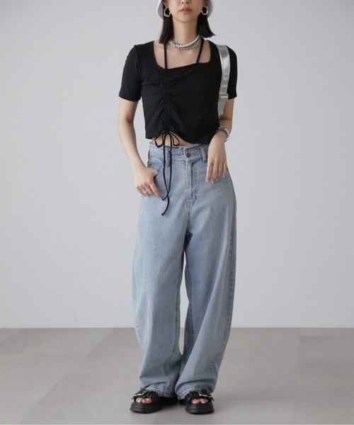 FREE'S MART（フリーズマート）の「◆ホルターネックドロストカットソー（Tシャツ/カットソー・レディース・ブルー/ブラック/ホワイト・FREE）」の20枚目の写真