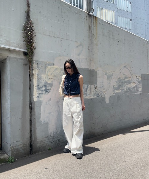 MOUSSY（マウジー）の「GATHER SLEEVELESS DENIM シャツ（シャツ 