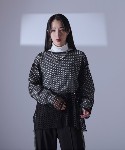 Ellno Loset（エルノロゼット）の「2wayカットアウトメッシュPO（Tシャツ/カットソー・メンズ・ライトグレー/ネイビー/ブラック/ブルー/アイボリー・SMALL/MEDIUM/LARGE）」の6枚目の写真